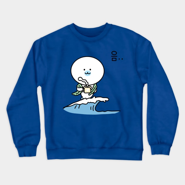 Seal with coffee on a wave Crewneck Sweatshirt by smileyfriend